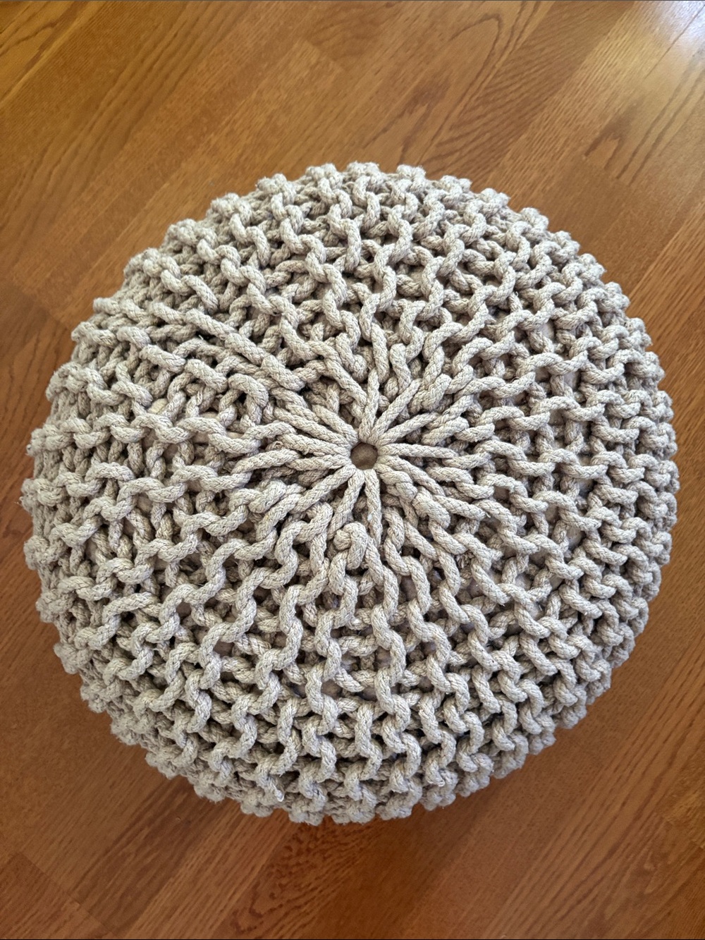Chunky Handmade Knitted Pouf in Blush - Picture 2 of 5